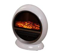 Marco Paul 1500w White Electric Fire Heaters For Home - Realistic LED Flame & Log Effect Electric Fire - Freestanding Electrical Heaters For Home Low Energy Silent - Mains Powered Fan Heater Fireplace