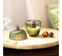 Marco Paul 15cm Green Glass Autumnal Candles Decorative Jar Candle Seasonal in Bottle Green Marco Paul Bottle Green