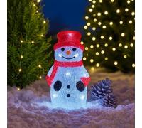 Marco Paul 15cm Light Up Snowman Decoration Battery Operated Frosty Figure with Auto Timer Small Indoor and Outdoor Christmas Ornament Festive Xmas Seasonal Home Décor Gift Idea