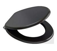 Marco Paul 18" Black Wooden Universal Toilet Seat Oval MDF Seat with Quick Release Chrome Hinges