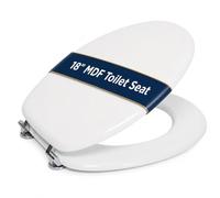 Marco Paul 18 Inch White Wooden MDF Toilet Seat with Chrome Hinges