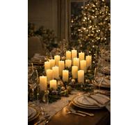 Marco Paul 18-Pack LED Battery Operated Flameless Flickering Flame Candles with Timer Real Wax Electric Fake Pillar Candle Warm White Christmas Table Decor Centrepiece