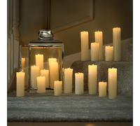 Marco Paul 18-Pack LED Drip Candles - Flickering Flameless Ivory Candles with Realistic Wax Effect Battery Operated Pillar Candles for Dining Table Centrepiece, House Warming Gifts