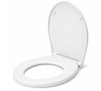Marco Paul 18" Soft Close Toilet Seat White - Universal Fit Round & Oval WC Pan - Heavy Duty Durable Plastic with Slow Close Hinges & Easy Installation