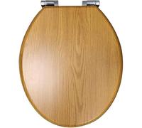 Marco Paul 18" Standard Traditional Dark Pine Wooden MDF Toilet Seat Universal Adjustable to Fit Most Toilets Oval Seat with Hinges & Parts Bathroom En-Suite Office Home Indoor (18" Antique Pine)