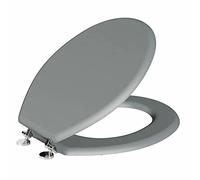 Marco Paul 18" Standard Traditional Grey Wooden MDF Toilet Seat Universal Adjustable to Fit Most Toilets Oval Seat with Hinges & Parts Bathroom En-Suite Office Home Indoor (18" Grey)
