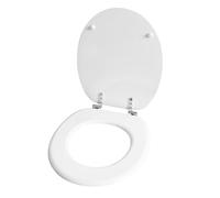 Marco Paul 18" Standard Traditional White Wooden MDF Toilet Seat Universal Adjustable to Fit Most Toilets Oval Seat with Hinges & Parts Bathroom En-Suite Office Home Indoor (White)