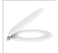 Marco Paul 18" Universal Fit Toilet Seat Soft Close Strong MDF Wooden White Toilet Seat with Hinges Replacement Loo Seats Removable Oval Wood Toilet Seats for Offices Homes Ensuites