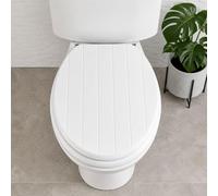 Marco Paul White Wooden Toilet Seat 18" Oval Toilet Seat Universal Fit Removable Toilet Seats for Easy Cleaning Antibacterial White Wood Replacement Toilet Seats for Busy Homes Offices
