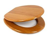 Marco Paul 18" Wooden Toilet Seat with Hinges and Fittings Universal Fitment for Bathroom Ensuite Durable MDF Pine Wood Restroom Accessories Heavy Duty