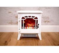 Marco Paul 1850w White Electric Fire Place With Real Flame Effect - Multiple Heat Settings And Thermostat Electric Fires Free Standing - Mains Powered Heaters For Home Low Energy Silent