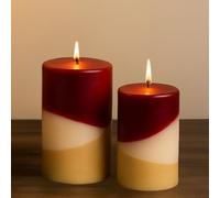 Marco Paul 2 Pack Christmas Pillar Candles - 13cm & 19cm Unscented Long Burning Wax Candle Set - Non-Toxic Decorative Candles for Festive Table Displays, Seasonal Home Décor & Winter Lighting