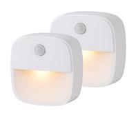 Marco Paul 2 Pack Motion Sensor Night Lights - Twin Set of LED Motion Lights with 2 Bright Bulbs Each, 50 Lumens, Auto On/Off Battery Powered ABS - Stick-On or Hang for Bedrooms, Cupboards & Hallways