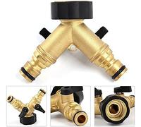 Marco Paul 2 Way Brass Hose Connectors Splitter 3/4" Tap Connector with Individual On/Off in Gold Marco Paul Gold