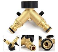 Marco Paul 2 Way Brass Hose Splitter - Garden Hose Connector With Dual Water Taps Connector With Individual On/off Valves