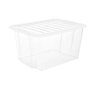 Marco Paul 2 x 14 Litre Clear Plastic Storage Boxes With Lids Set of 2, Strong Multipurpose Stackable Plastic Storage Box With Lid 14L Clear Containers For Home, Kitchen, Garage,