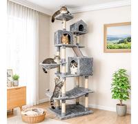 Marco Paul 206cm Extra Large Cat Tree Tower for Indoor Cats Multi-Level Cat Condo with 13 Scratching Posts, Hammock, 2 Caves, House, Perches & Toys Heavy Duty Cat Activity Centre for Cats
