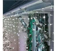 Marco Paul 20M Warm White Icicle Fairy Lights Mains Powered Fairy String Lights with Timer - 8 Lighting Modes - Black Cable for Windows, Roofline, Garden & Room Decor - Gazebo Curtains Lights