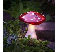 Marco Paul 23cm Large Red Resin Mushroom Solar Powered Garden Ornament Marco Paul Red
