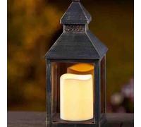 Marco Paul 23cm LED Flickering Candle Lantern Bronze Effect Hanging Outdoor Lamp Battery Operated Flameless Light Indoor Lighting for Home Decorative Auto Timer LED Light