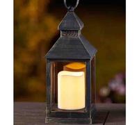 Marco Paul 23cm Metal Flickering Candle Garden Lantern - Grey in Black Marco Paul Black
