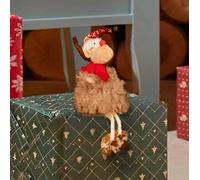 Marco Paul Christmas Plush Reindeer Ornaments - Festive 23cm Tall Sitting Reindeer Figurine Indoor Novelty Xmas Decorations for Table, Christmas Indoor (Reindeer - Red Hat)