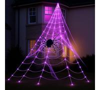 Marco Paul 23ft Giant Light up Spider Web Halloween Decoration - Extra Large Pre-lit Spider Halloween Decorations Outdoor With 396 LEDs - Remote control, 12 Modes - 7m Giant Spiders Web Outdoor Decor