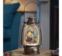 Marco Paul 24cm LED Christmas Snow Globe Decoration Battery Operated Glitter Shaker with Robin Light Up Xmas Lantern Ornament Indoor Festive Holiday Home Décor Display