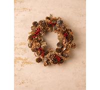 Marco Paul 24cm Red Berry Christmas Wreath - Traditional Festive Door Wreath with Pinecones & Scented Foliage - Holiday Winter Decoration for Front Door, Wall, Window or Indoor Christmas Home Décor