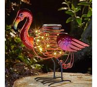 Marco Paul 25cm Metal Pink Flamingo Solar Powered Garden Ornament Marco Paul Pink