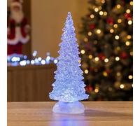 Marco Paul 27cm Colour Changing Glitter Christmas Tree Water Spinner LED Xmas Decoration Battery Powered Indoor Ornament Festive Light Up Swirling Water Filled Tree Acrylic Christmas Decor for Home