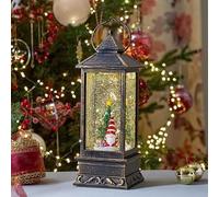 Marco Paul 29cm LED Gonk Snow Globe Christmas Decoration Battery Operated Nordic Santa Glitter Shaker Light Up Lantern Ornament Indoor Festive Holiday Home Décor Display
