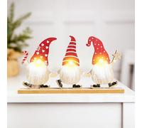 Marco Paul 29cm Wooden Gonk Santa LED Sign - Free-Standing Light Up Xmas Table Decoration - Rustic Table Centrepiece for Mantel, Fireplaces & Windowsill - Christmas Table Decoration Gifts for Women