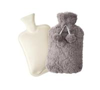 Marco Paul 2L Hot Water Bottle with Cover - Grey Fluffy Hot Water Bottle for Adults with Soft Fleece Cover - Luxury Heat Pad for Pain Relief, Hand Warmer, Back Warmer, Christmas Gifts & Foot Warmer
