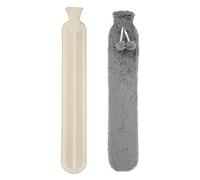 Marco Paul 2l Long Hot Water Bottle with Cover - 76cm Grey Wrap Around Hot Water Bottle for Back Pain Relief - Faux Fur Heating Pad for Christmas Gifts, Hand Warmers, Foot Warmer & Xmas Gifts for Men