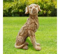 Marco Paul 2pc Dog Sculpture with Wood Effect in Brown Marco Paul Brown