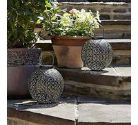 Marco Paul 2pc Metal Large 22cm Solar Powered LED Silhouette Lantern in Silver Marco Paul Silver