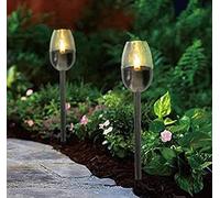Marco Paul 2pc Waterproof Garden Solar Lights with Flickering Flame in Silver Marco Paul Silver