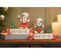 Marco Paul 2pc Wooden Gingerbread Chef Christmas Decoration | Size: 2 Pack Marco Paul Multicolor 2 Pack