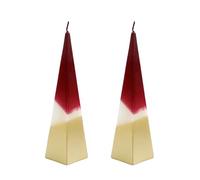 Marco Paul 2Pcs Golden Red Pyramid Tapered Candles - Unscented Taper Dinner Candles Long Burning - 33cm Tall Survival Taper Candle Sticks for Birthday Wedding - Christmas Decorations Candlesticks