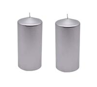 Marco Paul 2Pcs Metallic Silver Pillar Candles Long Burning of 30hrs - Unscented Large Church Candle for Wedding Party Christmas Decoration - Gifts for Women Long Lasting Decorative Candles Set