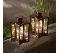Marco Paul 2X Solar LED Lantern Autumn Lighting for Outdoors Hanging Garden Lights Firefly Effect Lanterns Set of 2 Star Garden Lights Outdoor Autumn Decoration