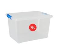 Marco Paul 3 75L Extra Large Plastic Storage Boxes - Large Storage Containers with Black Lids Multipurpose Nestable Heavy Duty Plastic Boxes for storage, Shed, Office Home Organisation