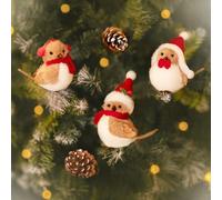 Marco Paul 3 Pack Clip-On Robin Christmas Ornaments - 12cm Fluffy Plush xmas Baubles Bird Decorations - Small Christmas Tree Decorations for Home Decor, Ornaments for Bedroom, Festive Wreaths & Crafts