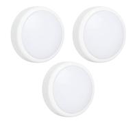 Marco Paul 3 Pack LED Battery Operated Push Lights - Triple Lighting Set for Cupboards, Wardrobes, Stairs and Dark Corners - Self Adhesive Press Switch Lamps, Easy Install, Multi-Room Indoor Lighting