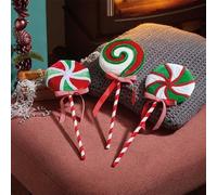 Marco Paul 3 Pack Lollipop Candy Cane Christmas Decorations - 35cm Plush Red, Green & White Xmas Tree Ornaments - Indoor Traditional Christmas Decorations for Centrepieces, Table Decor Gifts & Crafts