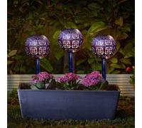 Marco Paul 3 Pack of Bronze Solar Silhouette Orb Stake Lights 40cm in Purple Marco Paul Purple