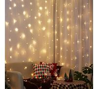 Marco Paul 300 Warm White LED String Curtain Light with 10 Strands USB Hanging Net Lighting Home Party Christmas Waterfall Hanging Plug in String Lights Waterproof Window Lights Durable Oudoor Indoor