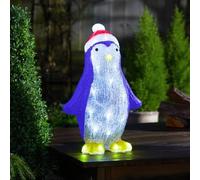 Marco Paul 30cm Acrylic LED Penguin Christmas Decoration Light - Battery Operated Figure with Auto Timer Indoor & Outdoor Xmas Ornament - Home & Garden Festive Lighting Decor