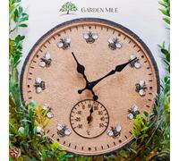 Marco Paul 30cm Bee Wall Clock & Thermometer for Outdoor & Indoor Marco Paul Multicolor